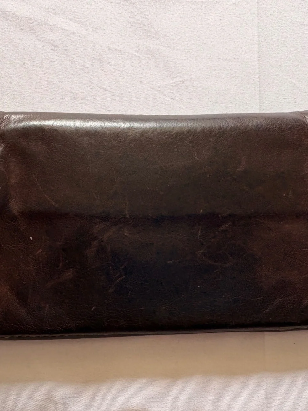 Vintage Towanny Genuine Brown Leather Wallet Pouch Trifold With Coin Pocket